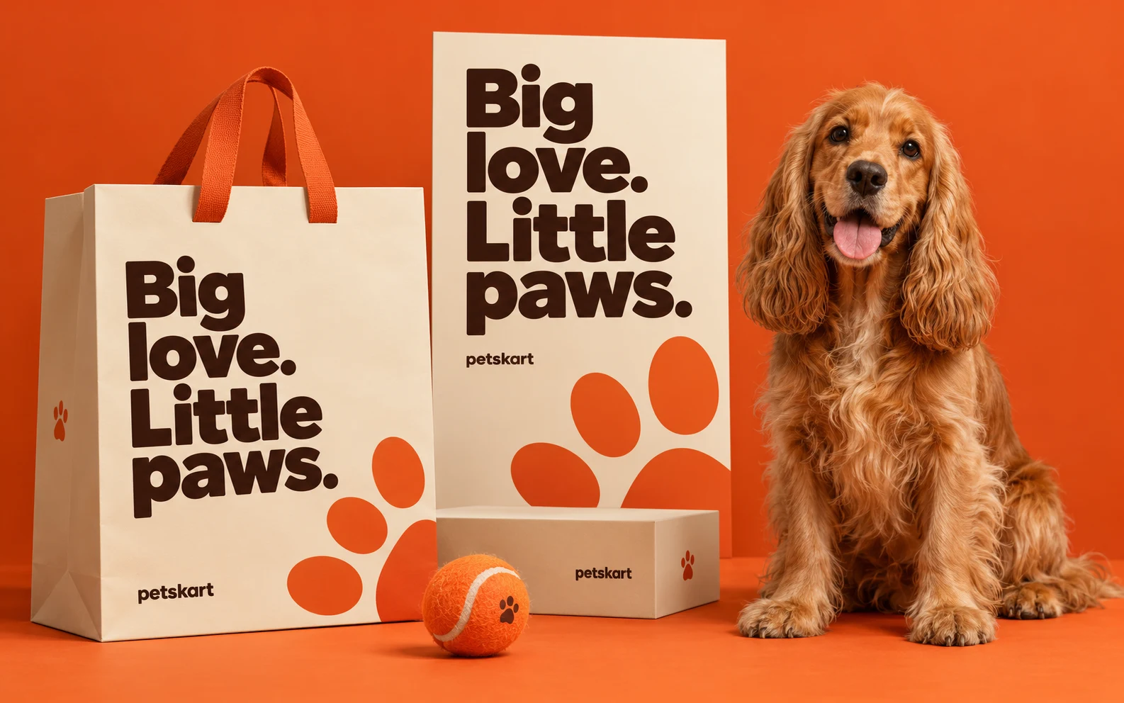 PetsKart identity concept with a pet and brand applications